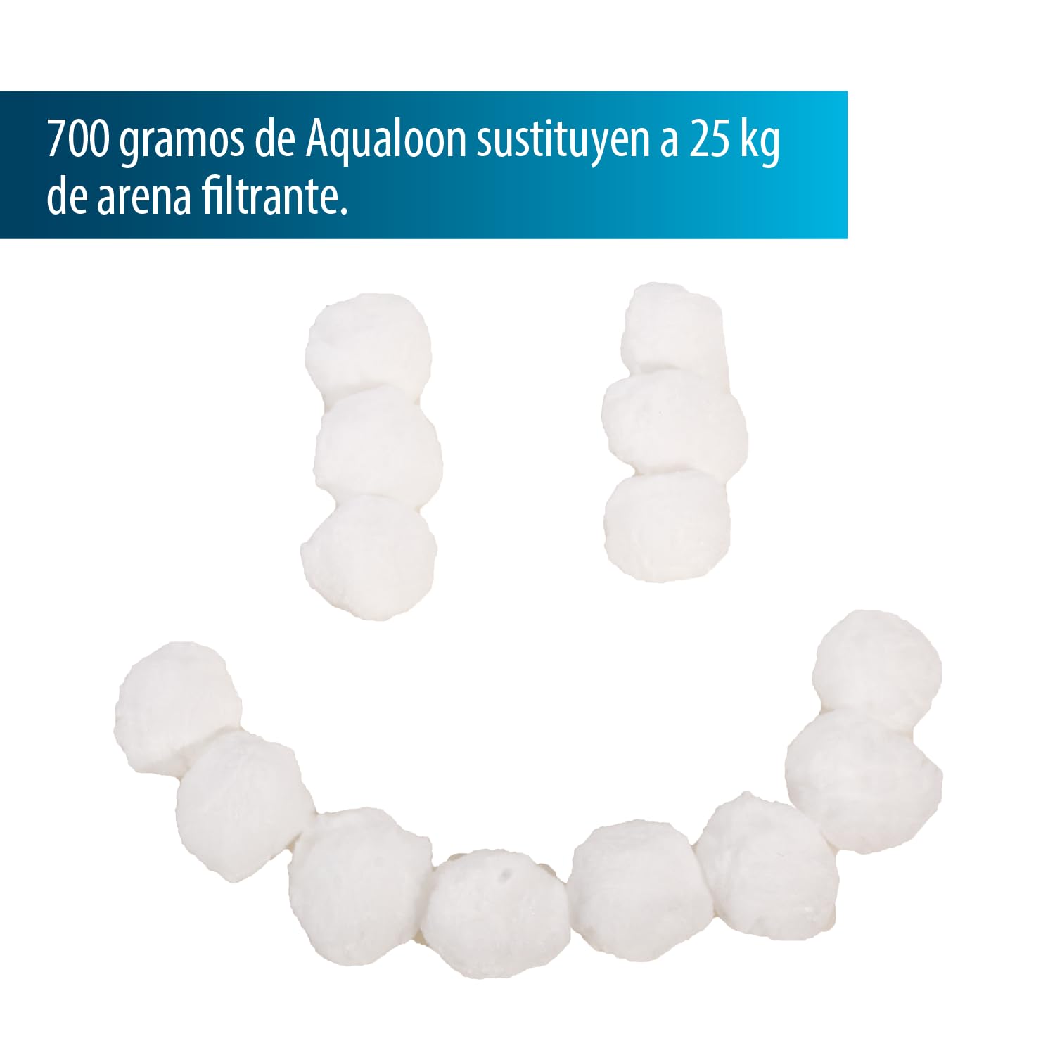 aqualoon Medio filtrante, Aqualoon 700gr, Alternativa a la arena o los cartuchos, Mucho más ligero, Filtra partículas de grasa y suciedad de hasta 1 micra del agua, Larga duración, Lavable a máquina