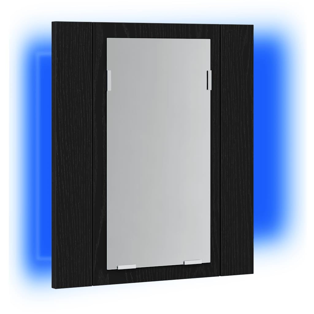 Szafka łazienkowa z lustrem LED, dąb czarny, 40 x 12 x 45 cm, materiał drewnopochodny z oświetleniem RGB, złącze USB, montaż ścienny, oszczędność miejsca, duża przestrzeń do przechowywania
