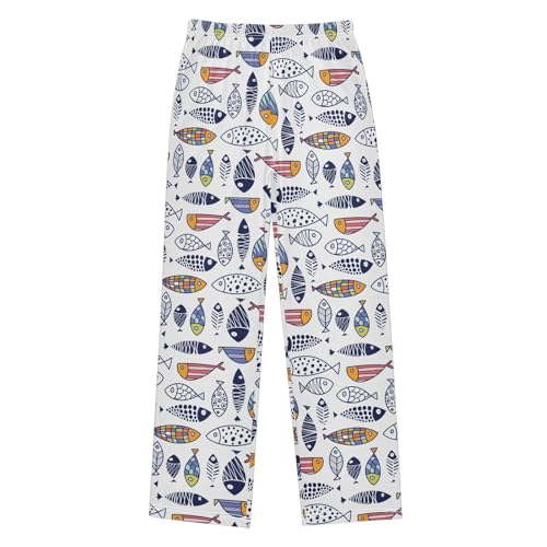 ZZXXB Ethnic Fish Boys Long Pants Soft Trousers Elastic Waist Kids Lounge Bottoms with Pockets S-XL