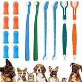 14 Stück Katzen & Hunde Zahnbürsten-Set, Für Kleine Mittelgroße Und Große Haustiere, Sanfte Zahnpflege, 8 Finger Zahnbürste, 2 Stück Dreifach Köpfe, 2 Doppelköpfig, 2 Stück Mini-Zahnbürste
