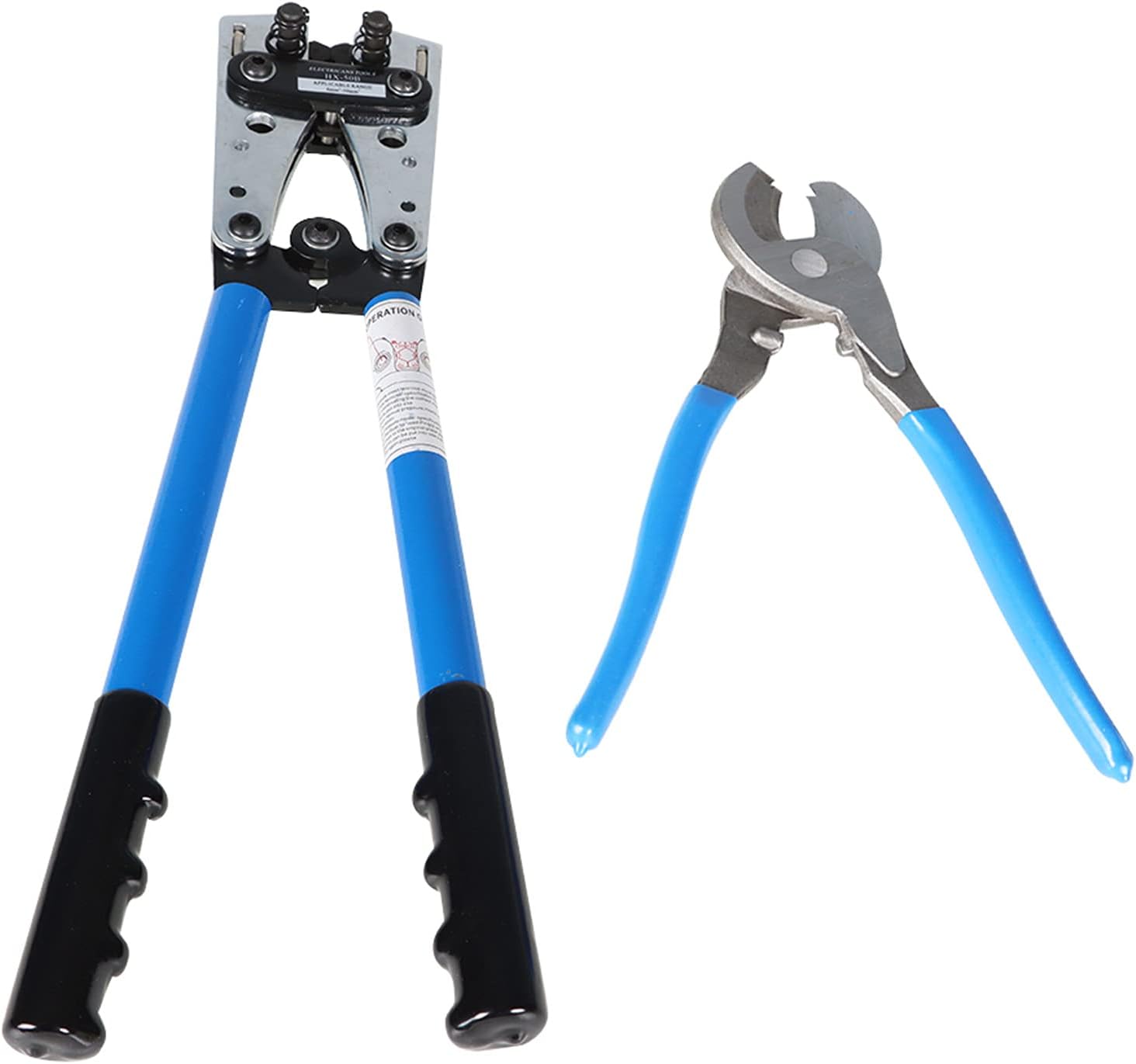 Battery Cable Lug Crimper Tool 6-50mm², Wire Crimping Tool for 10,8,6,4,2 and 1/0 AWG Wire Cable Cutting and Crimper, Cable Lug Crimping Tool for Crimping Wire Cable