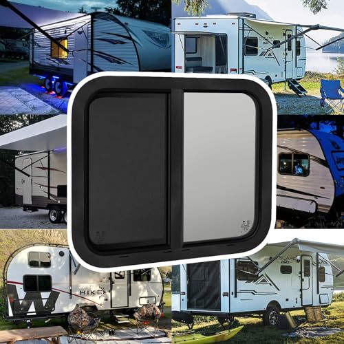 Image of 30 inchW x 24 inchH RV Windows for Cargo Trailer Camper,Tinted Horizontal Sliding | RV Cargo Trailer Camper Window Replacement w /Screen&Trim Ring,Fit 15 /16 inchor 1-3 /8 inch Thick Wall,Allow Error 1 /16 inch,DOT Approved