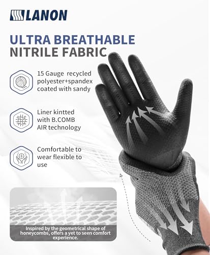 Lanon Protection Lanon Gardening Gloves For Men Women, 2 Pairs Nitrile Coated Garden Gloves With Grip thumb #2