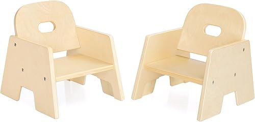 Guidecraft Sillas apilables de madera para niños pequeños (juego de 2) altura del asiento de 5 pulgadas  Silla preescolar fácil de apilar  Madera