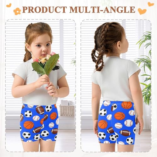 Girls Biker Shorts Toddler Cotton Under Skirt Shorts Floral Sports Balls Footballs Blue Baby Summer 4t4