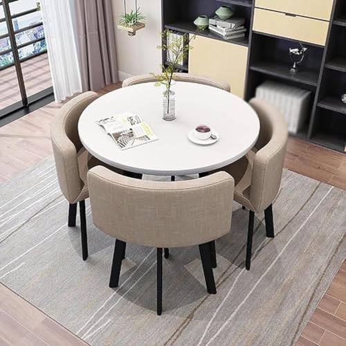 Table et Chaises Salle Manger Rond/Carré, Table avec 4 Chaises Encastrable, Ensemble de fauteuils...
