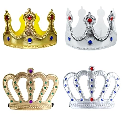 Eruceky 4 Piezas Corona de Rey Corona, Sombreros de Oro Coronas, Coronas Celebración, Adecuado para Fiestas de Cumpleaños, Bodas, Fiestas Temáticas | Ya disponible en tu tienda friki favorita! En mundofriki.es!