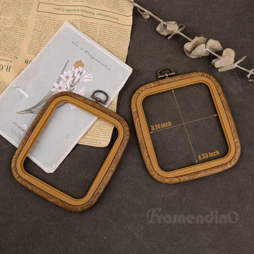 Image of Framendino, 3 Pack Imitation Wood Embroidery Hoops Cross Stitch Craft Hoop Frame for Birthday 3.74 inchx4.33 inch