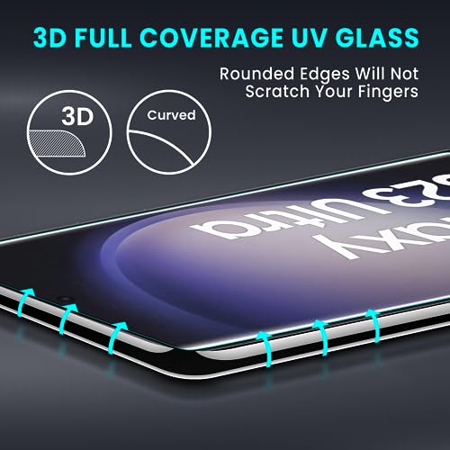 Image of ArmourPro Advanced HD+ UV Tempered Glass Compatible for Samsung Galaxy S23 Ultra with Edge to Edge Protection Coverage, Cable Protector and Easy Installation kit | Black