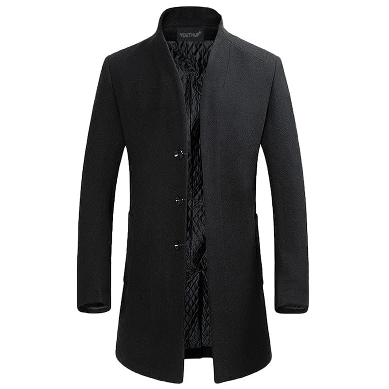 YOUTHUP Cappotto da Uomo Invernale in Lana Spessa Trench Cappotto di Media Lunghezza Slim Fit Imbottito Caldo Casual Peacoat