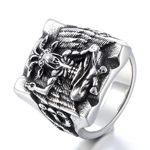 Image of Death Skull Ring for Men Stainless Steel Jewelry Biker Rings Scary Death Ring Skull for Gifts