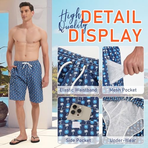 Image of Mens Swimming Trunks Swim Trunks Quick Dry Swim Shorts with Mesh Lining Funny Swimwear Bathing Suits