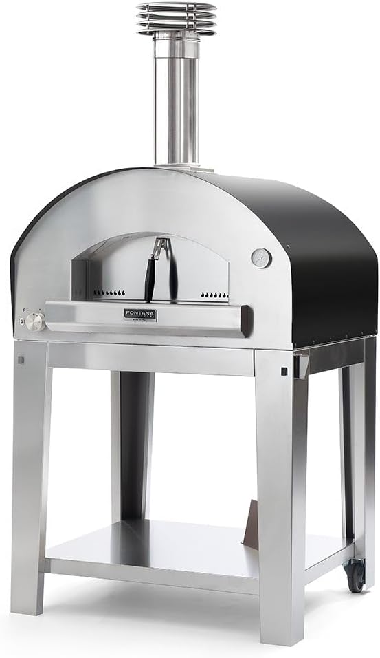 Fontana Forni Firenze Luxury Italian Outdoor Pizza Oven - Gas and Wood Fired for Residential Use, Cook 3 Pizzas at 900 Degrees + Includes Cart & Cover