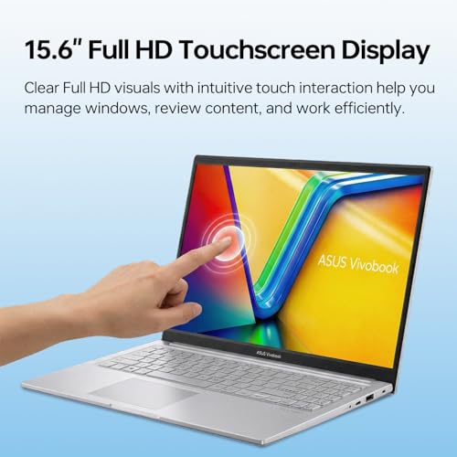 Image of ASUS Vivobook 15.6 inch FHD Touchscreen Laptop for Productivity, Intel Core 7 150U (Up to 5.4GHz), 40GB RAM, 2TB SSD, Wi-Fi 6, Backlit Keyboard, Webcam, Windows 11 Home, Silver, Bundle with PCO Cooler