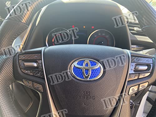 IDT トヨタ 200系 ハイエース 4型 ステアリングエンブレム シート ハンドル カスタム インテリアステッカー ハンドル ミニウエス付 TRH KDH GDH型 リフレクター ブルー 青 反射