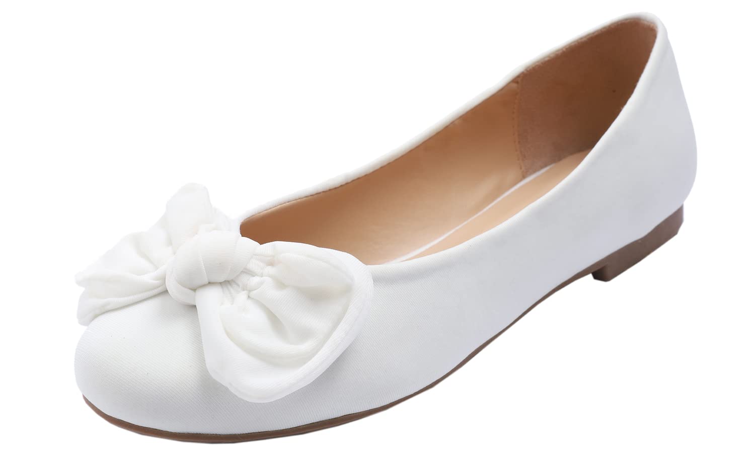 Feversole Women's Round Toe Cute Bow Trim Ballet Flats, Bailarinas de Punta Redonda Decoradas con Lazo de Mujer Bonita