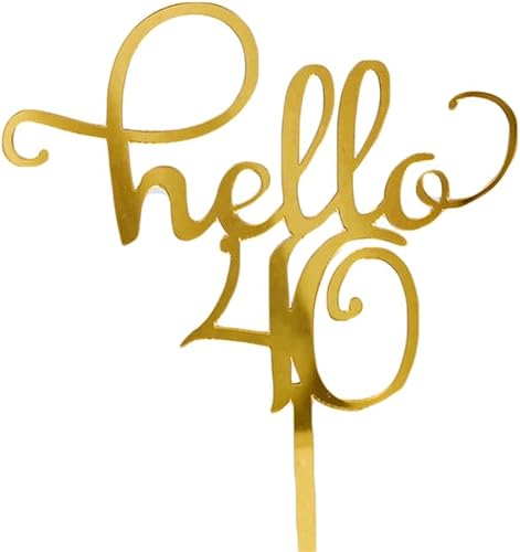 Miniatura 3 de 5 adornos acrílicos dorados para tartas con texto en inglés «Hello 21, 30, 40, 50, 60», decoración de fiesta de cumpleaños para suministros de