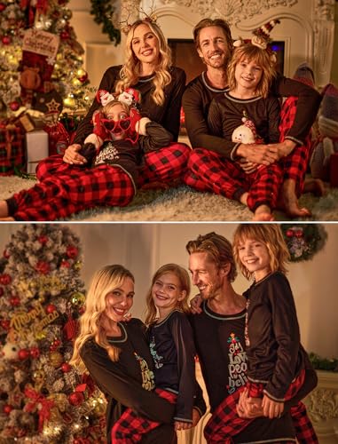 Ekouaer Matching Family Sets Christmas Pajamas Set Xmas PJS Sleepwear Soft Christmas Matching Jammies