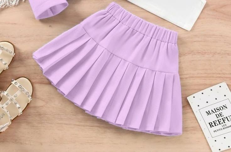 Image of Three Piece Co ord Set Dress for Girls| Jacket Top and Skirt Open Front Suits Set| Girls Clothing Set