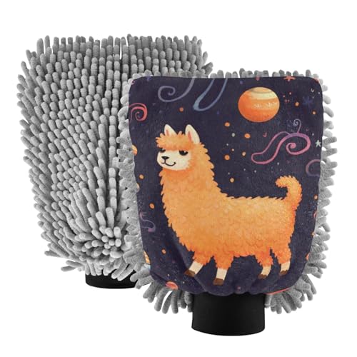 IOACIY Absorbent Microfiber Car Wash Drying Mitts, 2 Pack, Scratch-Free & Lint-Free, Rich Foam, Highly Absorbent, Double Sided, Wash Mitt Perfect for Car Washing, L, Alpaca (8)