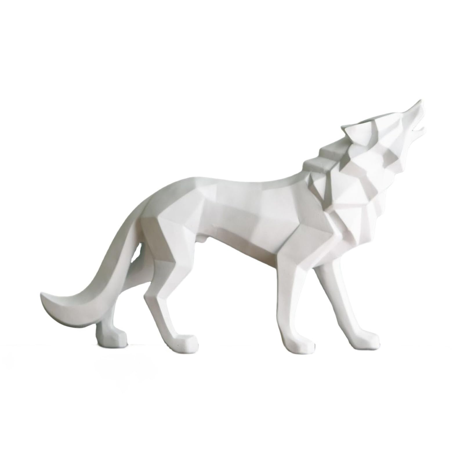 Zyqixluk Resin Wolf Statue Sculpture Abstract Sculptures Home Decor Animal Statues Modern Geometric Home Decor Figurine Table Centerpieces Ornaments For Living Room Cabinets Desk Decor,White