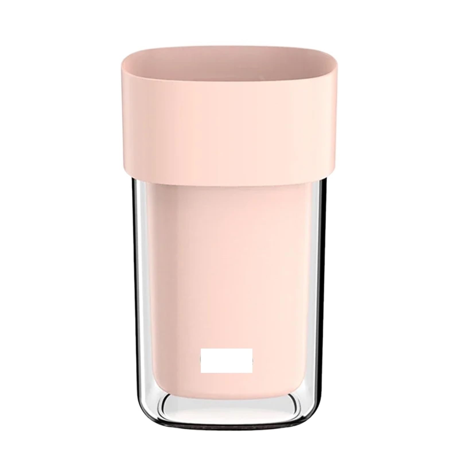 2 Pezzi Tazza for Denti for collutorio a Doppio Strato da Viaggio for Lavaggio Portatile for spazzolino Organizer in Vetro per Bagno(Pink)