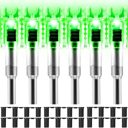 KEAUP 6 Pack Lighted Nocks for Crossbow Bolts with .285”/.297”/.300”/.305” Bushings Half-Moon Crossbow Nock LED Nock, ON/Off Switch Included