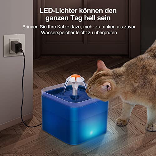 Vindox 2L Trinkbrunnen Katzenbrunnen, Ultra Leiser Trinkbrunnen für Katzen, LED-Licht Automatischer Wasserspender Hundetrinkbrunnen, Blumentrinkbrunnen, mit Aktivkohlefilter und Wasserpumpe - Image 4