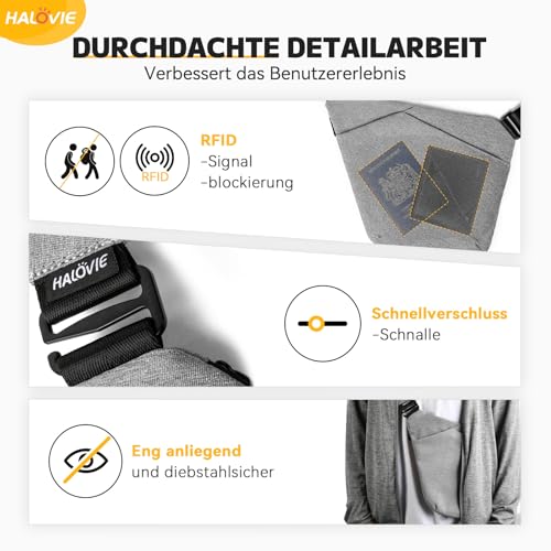 Image of HALOVIE Anti Theft Bag Travel Slim Bags RFID Blocking Backpack Sling Bag Crossbody Purse for Women Men