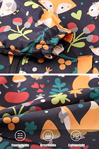 Image of Happy Cherry Kids Boys Girls Fleece Lined Windbreaker Jacket Fashion Prints Hoodie for Fall Winter