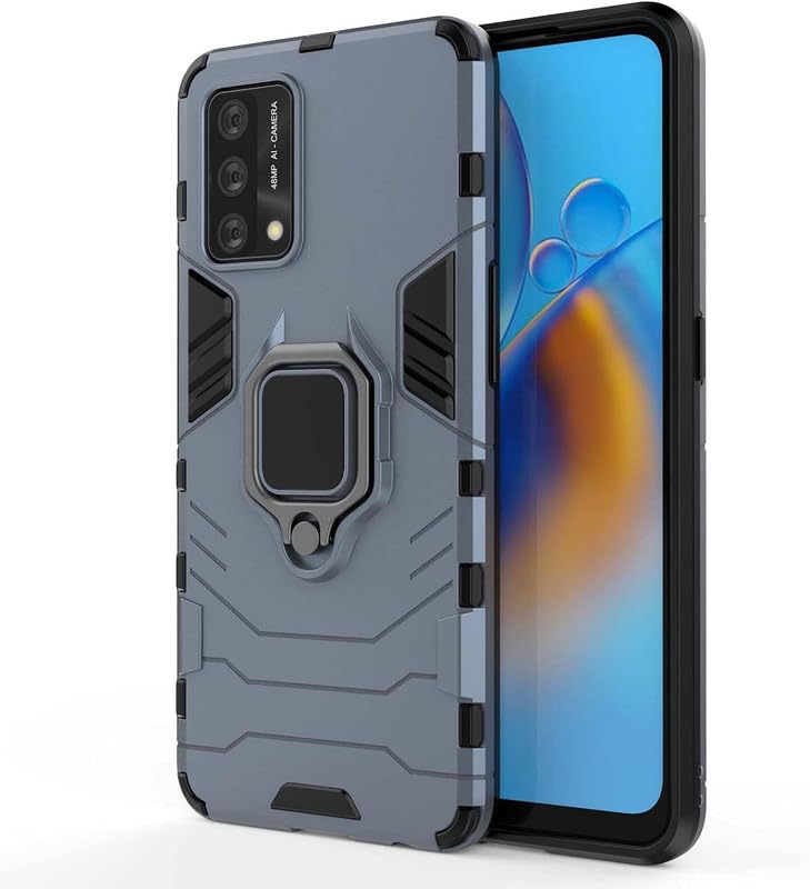 Image of ONELIKE 360 Shockproof Slim Drop Full Body Protection Robot Ring Phone Back Cover for Oppo A55 4G - Blue