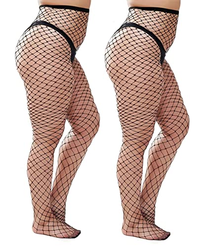 Image of Womem's Sexy Black Fishnet Tights Plus Size Net Pantyhose Stockings