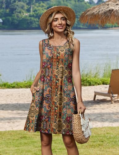Image of Zeagoo Womens Summer Dress 2026 Sleeveless Casual A-Line Tshirt Sundresses