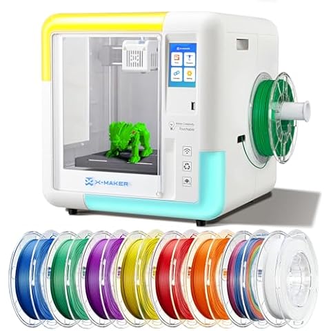 AOSEED X-Maker 3D Printer for Kids and Beginners, Fully Assembled High-Speed 3D Printer with 8 PLA Filament Set, Leveling-Free Bed, Wi-Fi Printing, Silent, High Precision Small 3D Printer with App Cover