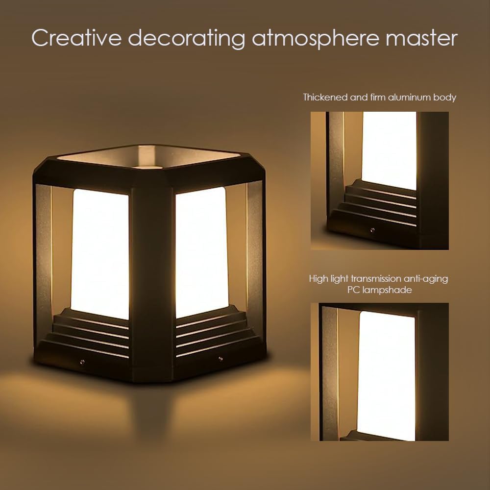Outdoor Post Lights,Fits 5.91"x5.91"x6.34" Wooden Fence Deck Patio Garden, LED Lamp Post Waterproof Lantern 13W 3000K Modern Black Outdoor Column Lamps ETL certificated…