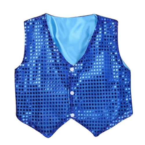 Kids Unisex Sparkly Sequins Vest Jacket Jazz Hip Hop Street Dance Party Performance Waistcoat3