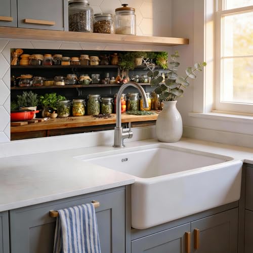 Image of Rustic Herb Spice Shelf Backsplash Peel and Stick, 30x16 in