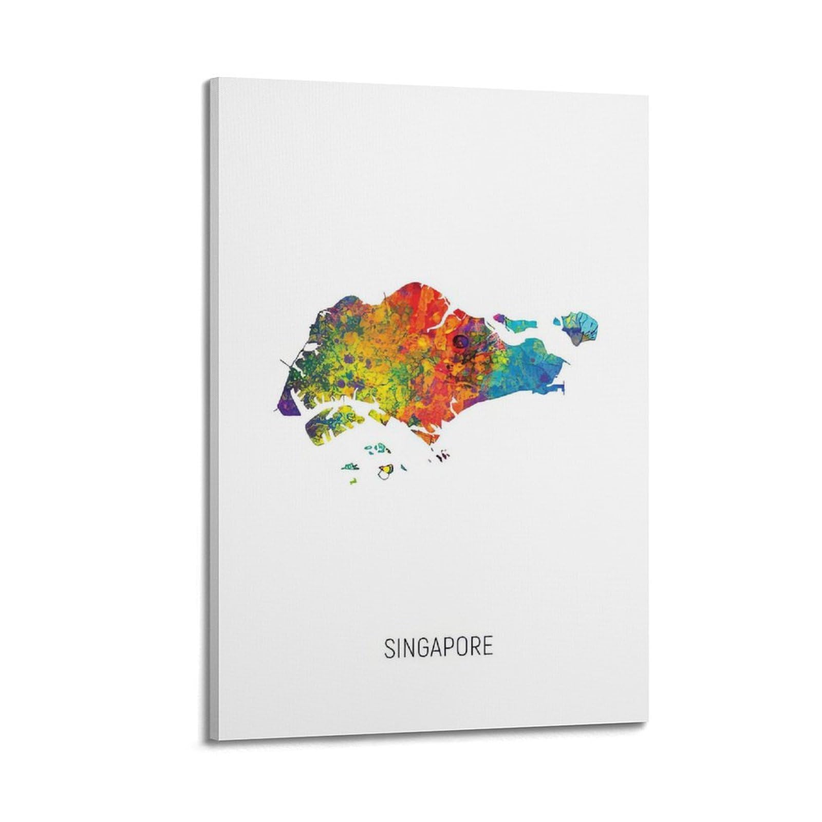 MJZLQN Map Poster Of Singapore With Watercolor Poster Decorative Painting Canvas Wall Posters And Art Picture Print Modern Family Bedroom Decor Posters 24x36inch(60x90cm)