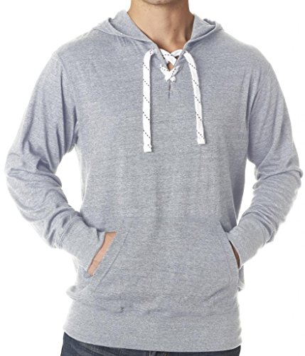 Mens Lace Hoodie Tee Shirt, 3XL Oxford Grey