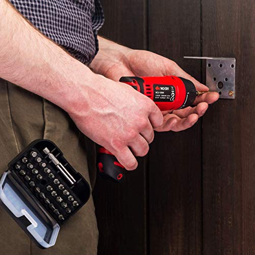 NoCry 10 N.m Cordless Electric Screwdriver - with 30 Screw Bits Set, Rechargeable 7.2 Volt Lithium Ion Battery and a Built-In LED Light