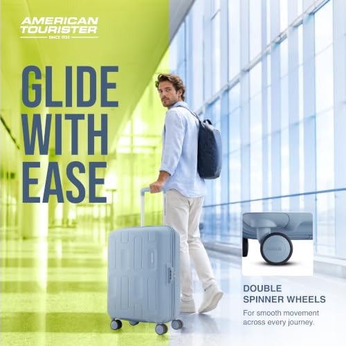 Image of American Tourister Ivy 2.0|Small Size Cabin Trolley Bag (55 cm)|360 8 Wheel Spinner Travel Luggage|Hard Case Polypropylene (PP) Suitcase|Combination Lock|Blue Frog
