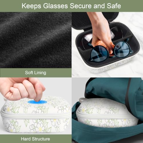 Image of Bukere Travel Sunglasses Organizer Case, PU Leather Adjustable Slots for Multiple Glasses, Hard Eyewear Box for Men Women