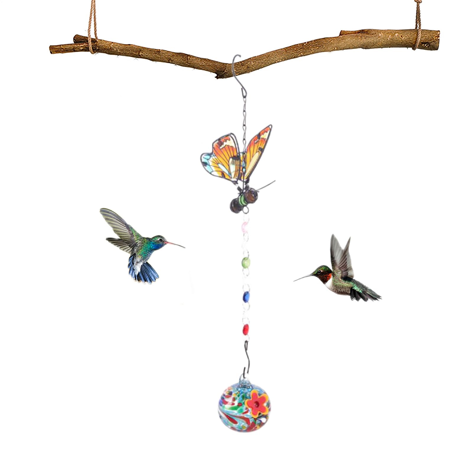 Distributeur de colibris suspendu avec mangeoire décorative de jardin