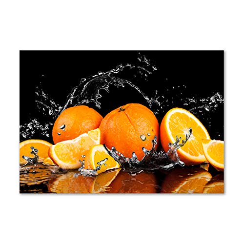 Crédence de cuisine anti-tache en verre trempé 100x70cm motif orange Tulup