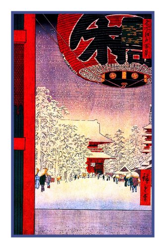 Teahouse Snow Scene by Japanese Hiroshige Counted Cross Stitch Pattern