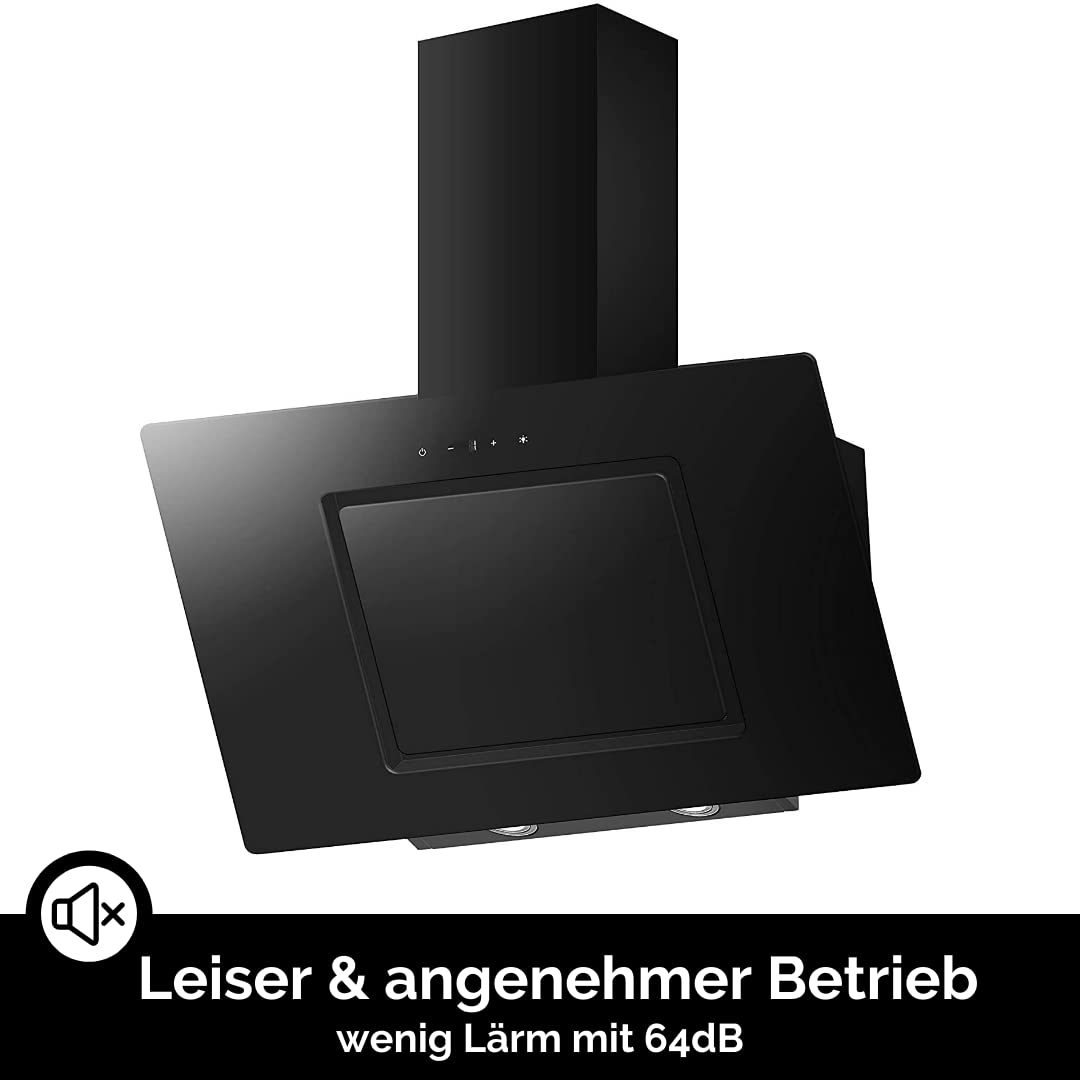 PKM S26-90BBTY EEK B Kopffreihaube, 90 cm breit, 348 m/h, TouchControl, 3 Leistungsstufen, Glas schwarz