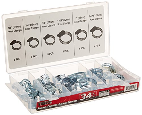 Tekz 45348 Surtido de abrazaderas de manguera - 34 piezas