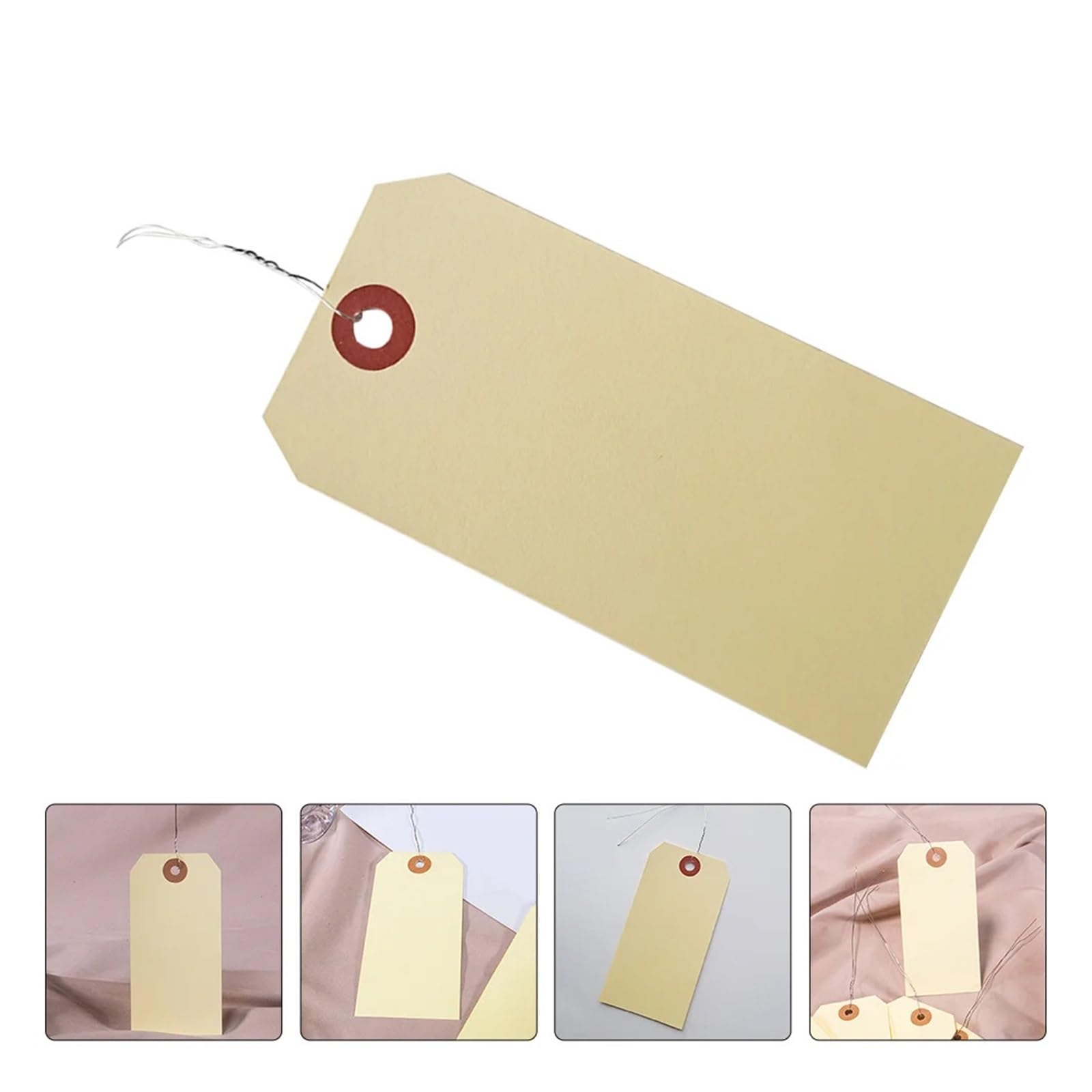 Etichette per prezzi con cordino, 200 pezzi, con filo di ferro, per spedizione, imballaggio, archiviazione, prodotti con filo vuoto, per etichette di marcatura merce