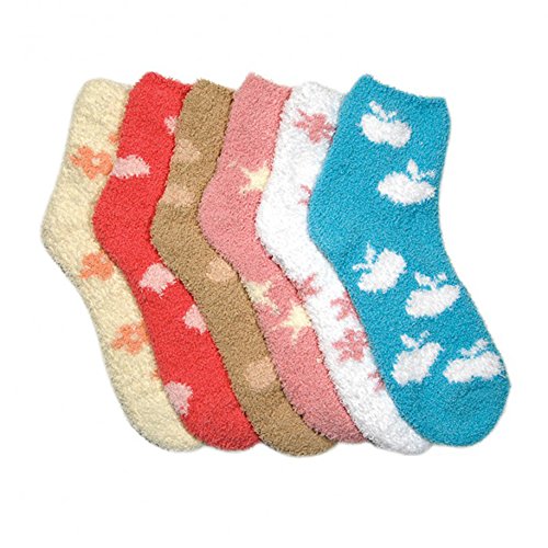 Image of Stanzino 6 PAIRS WOMEN COZY FUZZY NON SKID STRIPES SUPER SOFT WINTER SLIPPER SOCKS 9-11