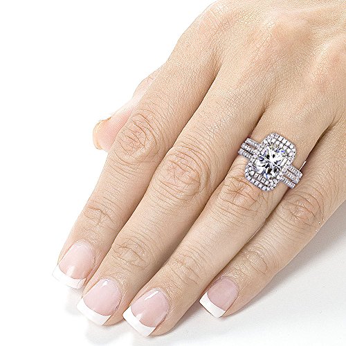 Kobelli Radiant-cut Moissanite Bridal Set 3 3/8 CTW 14k White Gold3